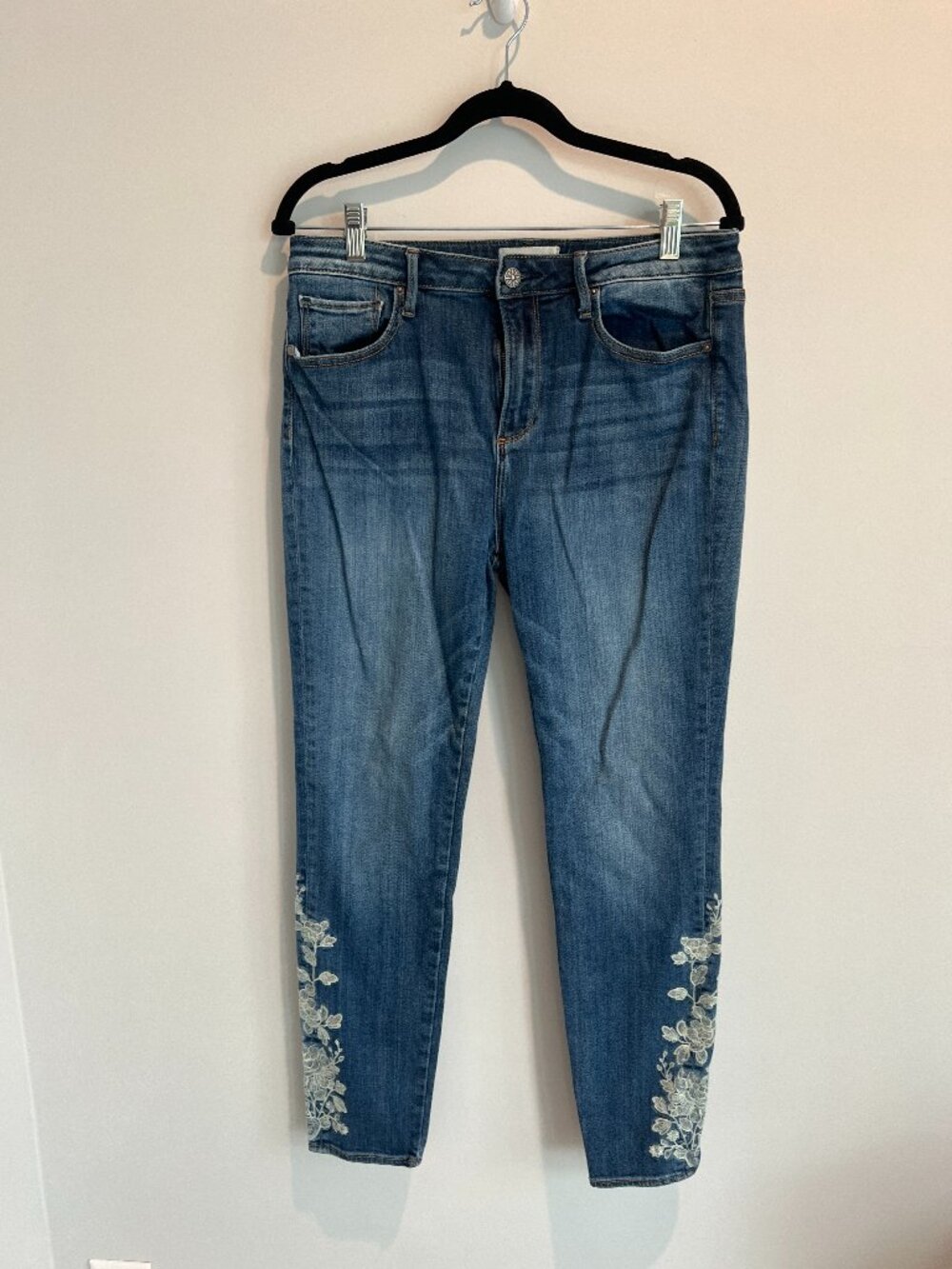 Driftwood Jackie High Rise Embroidered Skinny Jeans Blue Size 30 VGUC